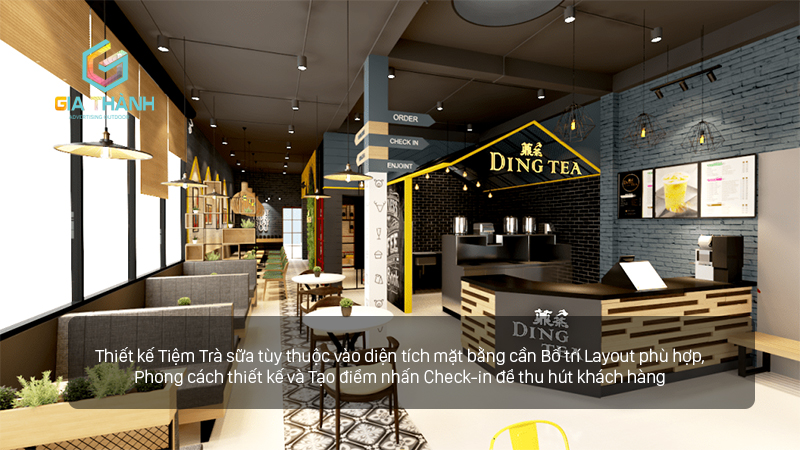 Thiết kế quán trà sữa Ding Tea